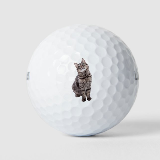 Niedlich Tabby Cat Golfball (Vorderseite)