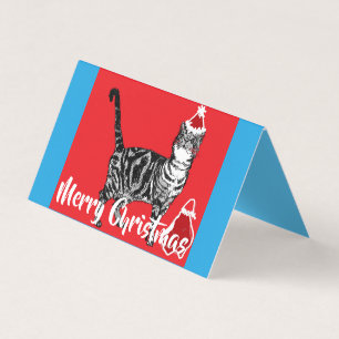 Niedlich Tabby Cat Merry Catsmus Weihnachtskarte S