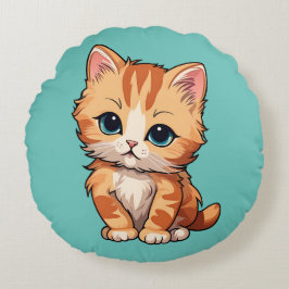 Niedlich Tabby Cat Rundes Kissen