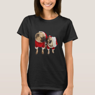 Niedlich Tan Mops Welpe Vater Sohn Weihnachtsmannm T-Shirt