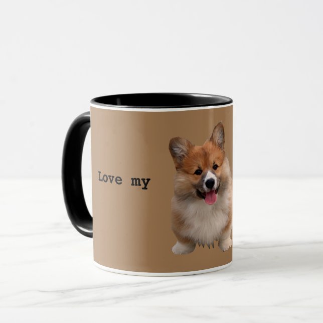 Niedlich Tan Welsh Corgi Tasse (Vorderseite Links)