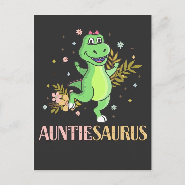 Niedlich Tante Dinosaur Florist Tuntie Postkarte (Vorderseite)