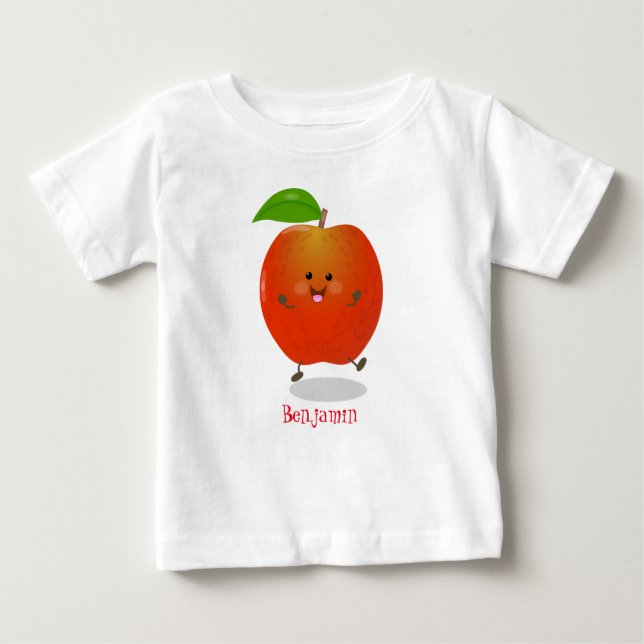 Niedlich tanzende Apfel-Cartoon-Abbildung Baby T-shirt (Vorderseite)