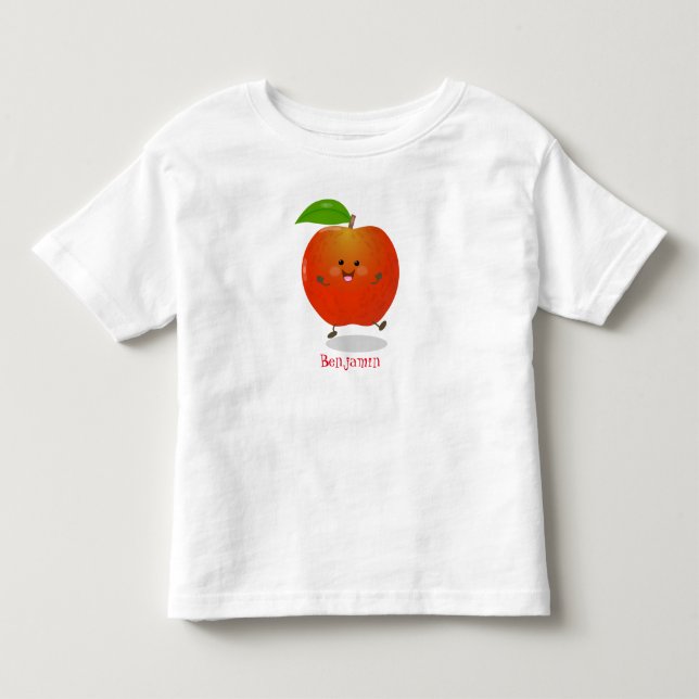 Niedlich tanzende Apfel-Cartoon-Abbildung Kleinkind T-shirt (Vorderseite)
