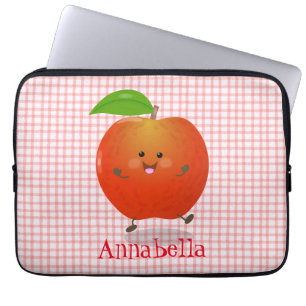Niedlich tanzende Apfel-Cartoon-Abbildung Laptopschutzhülle