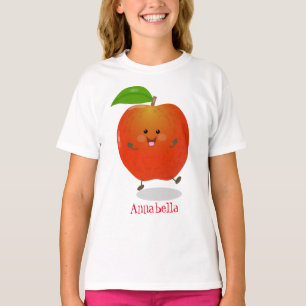 Niedlich tanzende Apfel-Cartoon-Abbildung T-Shirt