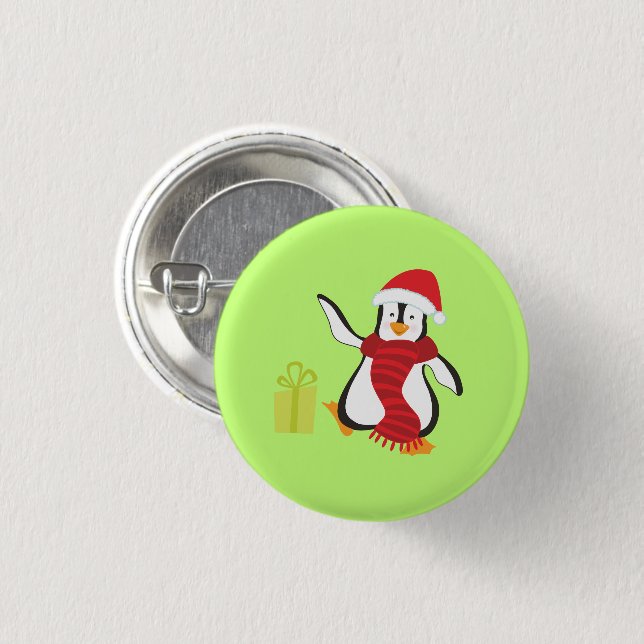 Niedlich Tanzende Cartoon Pinguin mit Red Hat und  Button (Vorne & Hinten)