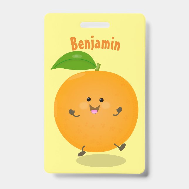 Niedlich tanzende Orangenzitrusfrüchte Ausweis (Vorderseite)