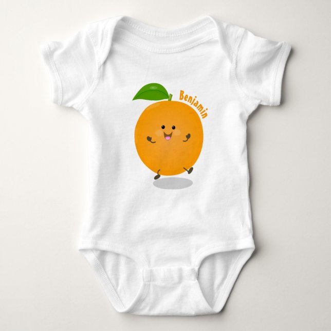 Niedlich tanzende Orangenzitrusfrüchte Baby Strampler (Vorderseite)