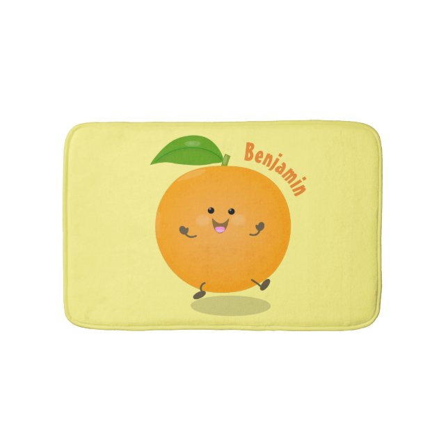Niedlich tanzende Orangenzitrusfrüchte Badematte (Vorderseite)