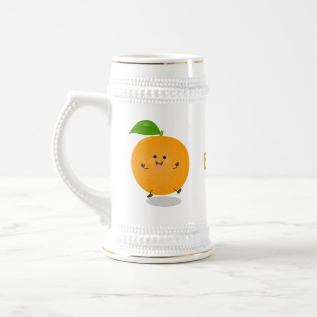 Niedlich tanzende Orangenzitrusfrüchte Bierglas (Links)
