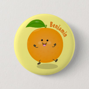 Niedlich tanzende Orangenzitrusfrüchte Button