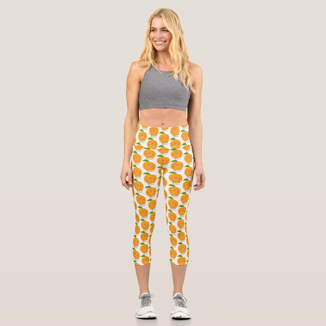 Niedlich tanzende Orangenzitrusfrüchte Capri Leggings (Vorderseite)