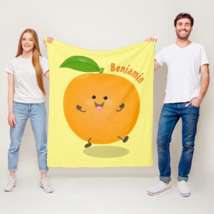 Niedlich tanzende Orangenzitrusfrüchte Fleecedecke