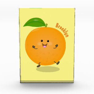 Niedlich tanzende Orangenzitrusfrüchte Fotoblock