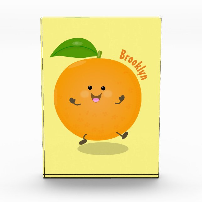 Niedlich tanzende Orangenzitrusfrüchte Fotoblock (Vorderseite)