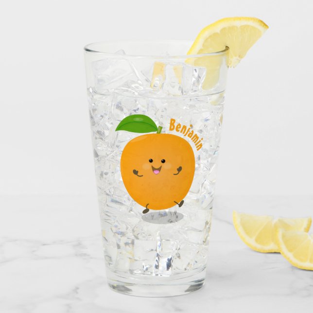 Niedlich tanzende Orangenzitrusfrüchte Glas (Rückseite Ice)
