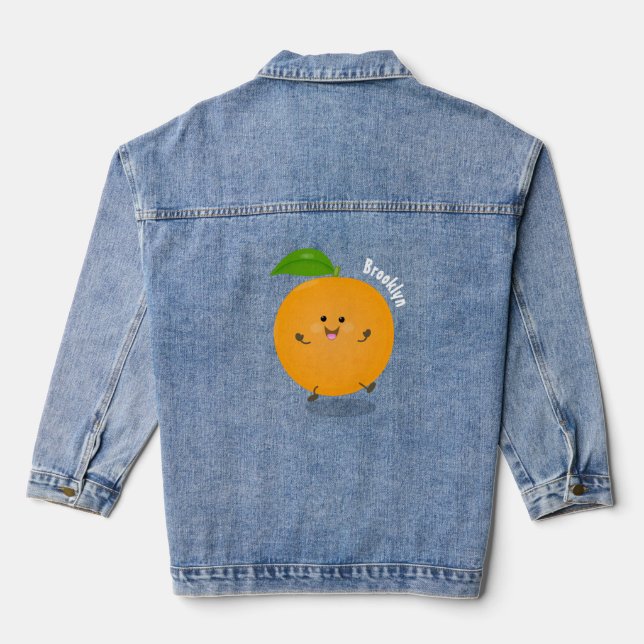 Niedlich tanzende Orangenzitrusfrüchte Jeansjacke (Rückseite)