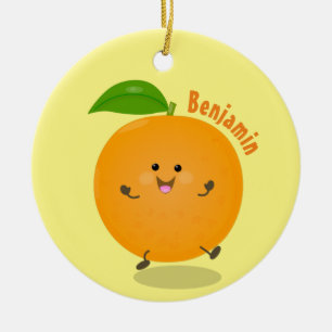 Niedlich tanzende Orangenzitrusfrüchte Keramik Ornament