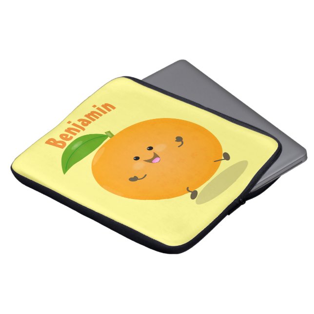 Niedlich tanzende Orangenzitrusfrüchte Laptopschutzhülle (Vorne Oben)