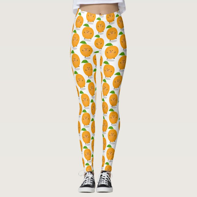 Niedlich tanzende Orangenzitrusfrüchte Leggings (Vorderseite)