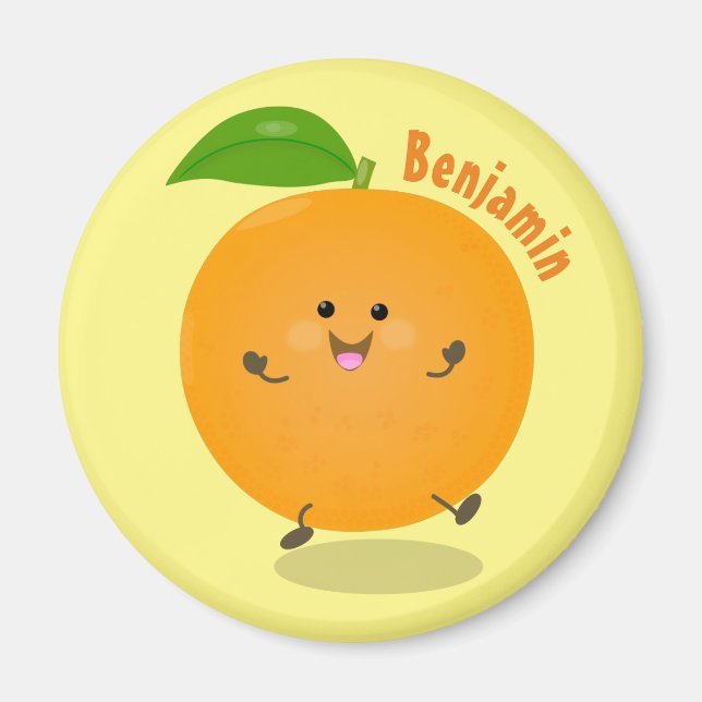 Niedlich tanzende Orangenzitrusfrüchte Magnet (Vorne)