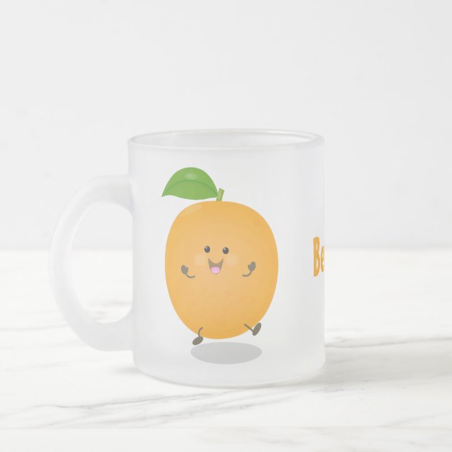 Niedlich tanzende Orangenzitrusfrüchte Mattglastasse (Links)