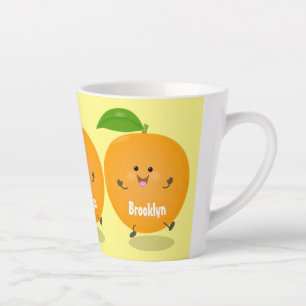 Niedlich tanzende Orangenzitrusfrüchte Milchtasse