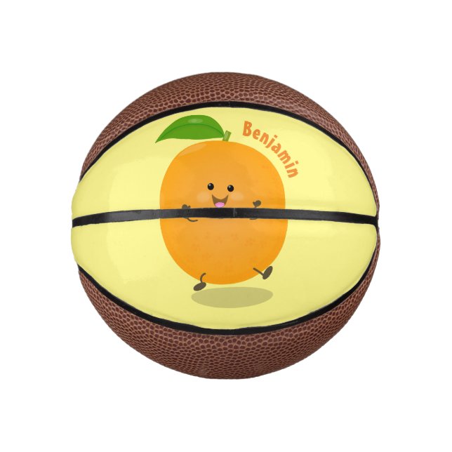 Niedlich tanzende Orangenzitrusfrüchte Mini Basketball (Vorderseite)
