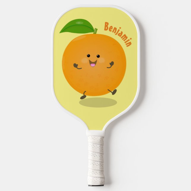 Niedlich tanzende Orangenzitrusfrüchte Pickleball Schläger (Vorderseite)