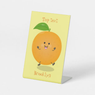 Niedlich tanzende Orangenzitrusfrüchte Sockelschild