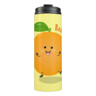 Niedlich tanzende Orangenzitrusfrüchte Thermosbecher