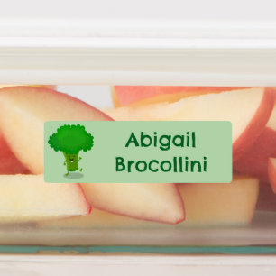 Niedlich tanzender Broccoli Cartoon personalisiert Etiketten