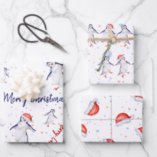 Niedlich Tanzpinguine Weihnachten Geschenkpapier Set