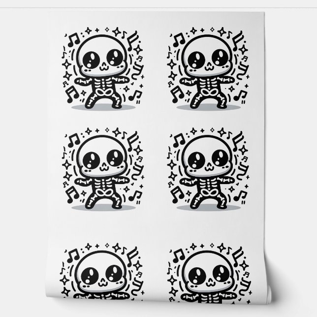 Niedlich Tanzsaal Skeleton Fun Kawaii Halloween Tapete (Abrollen)