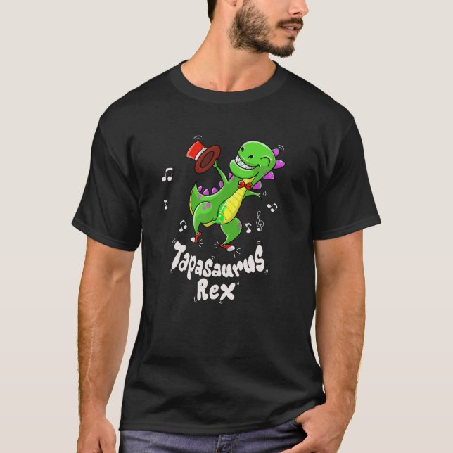 Niedlich Tapasaurus Rex Funny Gestochen Dance Dino T-Shirt (Vorderseite)