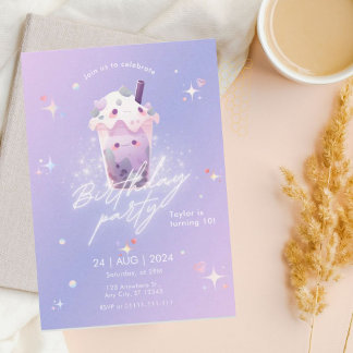 Niedlich Taro Boba Tea Girl Einladung zum Geburtst