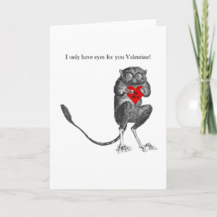 Niedlich Tarsier Bush Baby Valentine Card Feiertagskarte