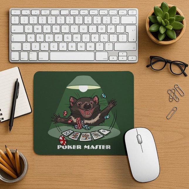 Niedlich Tasmanian Devil Royal Flush Poker Cartoon Mousepad (Von Creator hochgeladen)