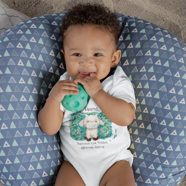 Niedlich Taurus Bull Watercolor Zodiac Baby Strampler (Cute Taurus Bull Watercolor Zodiac Baby Bodysuit)