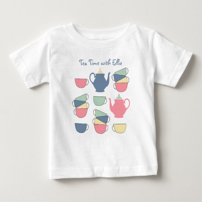 Niedlich Tea Time Personalisiert Baby T - Shirt (Vorderseite)