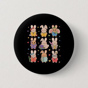 Niedlich Teacher Bunny Rabbit Reading Osterbunnies Button
