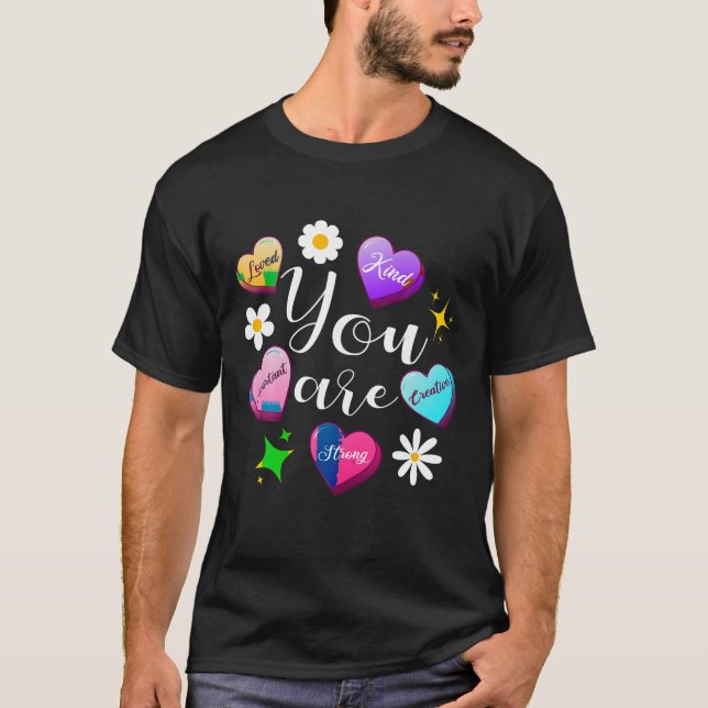 Niedlich Teacher Valentine Day Funny Retro Herz Ca T-Shirt (Vorderseite)