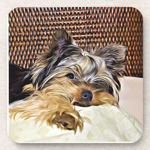 Niedlich Teacup Yorkie Yorkshire Terrier Digital Getränkeuntersetzer