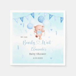 Niedlich Teady Baby Bear Aquarell Boho Blue Balloo Serviette