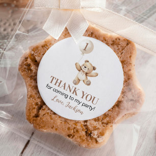 Niedlich Teddy Bär Ballon Bary First Geburtstag Runder Aufkleber