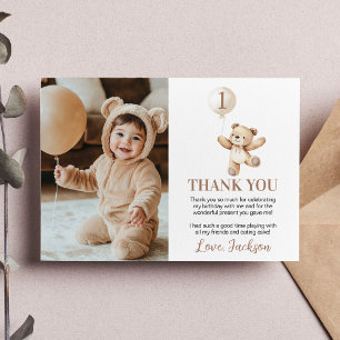 Niedlich Teddy Bar Balloon Beary Birthday Foto Dankeskarte