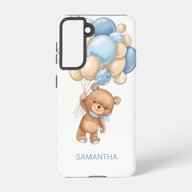 NIEDLICH Teddy Bar BLUE Ballon Samsung Galaxy Case Samsung Galaxy Hülle (Rückseite)