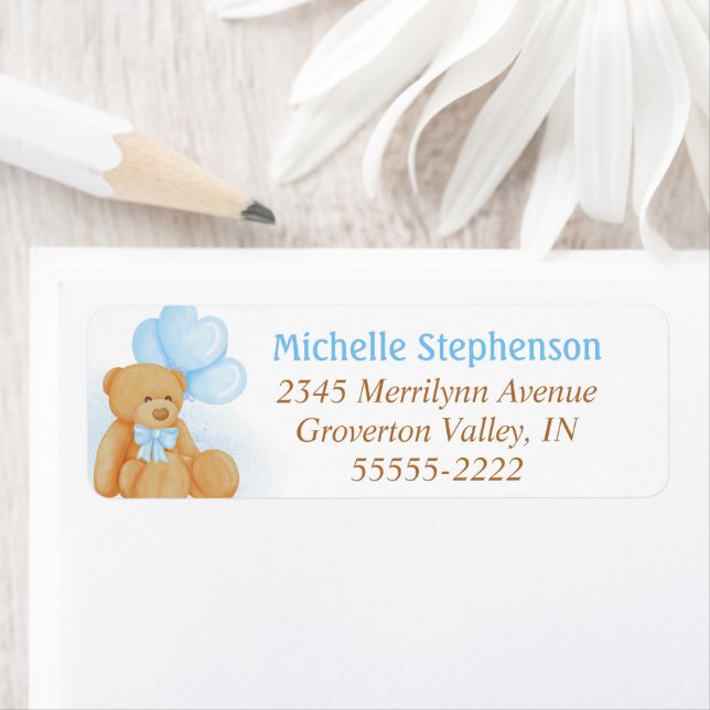 Niedlich Teddy Bar Blue Heart Balloons (Insitu)