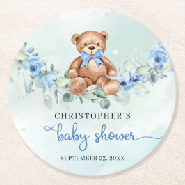 Niedlich Teddy Bär dusty blue floses eucalyptus Runder Pappuntersetzer